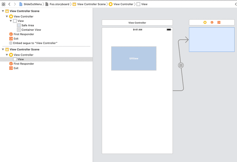 Container View in Storyboard